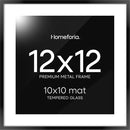 Homeforia Black 12x12 Picture Frames, High End Metal 12 x 12 Square Poster Frame with Mat 10 x 10 Photo, 12x12 Black Frame Matted to 10x10 Print, 12by12 Thin Frames, Tempered Glass, Wall Kit, Set of 1 by CozyNest Decor