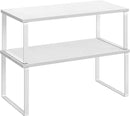 SONGMICS Cabinet Organizer Shelf, Set of 2 Kitchen Counter Shelves, Kitchen Storage, Spice Rack, Stackable, Expandable, Metal and Engineered Wood, Cloud White and Snow White UKCS025W01 by CozyNest Decor