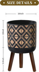 Flower Pot with Legs Tall Flower Pot with Drainage Holes for Indoor and Outdoor Decorative Planting (Black Gold, 10 Inches) by CozyNest Decor