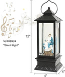 Eldnacele Battery Operated Plug-in Musical Lighted Christmas Water Snowing Glittering Snow Globe Lantern with Timer Christians Nativity Lantern Decor, Holy Family by CozyNest Decor