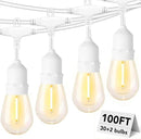 SUFEIMAS 100FT White Outdoor String Lights,IP65 Waterproof 30+2 Plastic LED Bulbs 2700K White Patio String Lights for Outside Porch, Pergola, Backyard, Bistro, Garden,Wedding Lights by GreenHaven Gardens