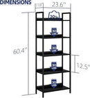 NUMENN Bookshelf, 5 Tier Bookshelves, Home Office Bookcase Shelf Storage Organizer, Free Standing Storage Shelving Unit for Bedroom, Living Room and Home Office, Black by CozyNest Decor
