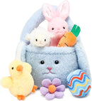 7 Piece Plush Stuffed Animals Playset Toys with Rabbit, Chick, Lamb, Carrot, Egg, Flower, Furry Bag, Soft Basket Set Toys for Girls Kids Ages 3+, Birthday Christmas Valentines Easter Party Favors by TinyTreasures Baby Boutique