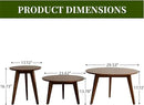 100% Solid Oak Wood Coffee Table Set, Round Coffee Table Combo Side Table w/Solid Wood Legs, Mid Century Table Sturdy Tables for Bedroom Balcony Living Room (Walnut, 3 Pieces) by CozyNest Decor