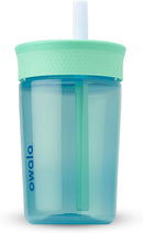 Owala Kids BPA-Free Plastic Tumbler with Spill Resistant Flexible Straw, Easy to Clean, Kids Water Bottle, Great for Travel, Dishwasher Safe, 15 Oz, Teal and Aqua (The Blues) by TinyTreasures Baby Boutique