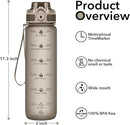 32oz Motivational Water Bottles with Time Marker & Fruit Strainer, Transparent Gradient Color Water Bottle with Times to Drink, Leakproof & BPA Free, Reusable Bottle with Strap (No Straw) by CozyNest Decor