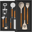 Lifewit Utensil Drawer Organizer, Expendable Cooking Silverware Tray for Kitchen Drawer, Bamboo Adjustable Cutlery Flatware Holder, Spatula Tools and Gadgets Storage Divider, 3 Compartments, Black by CozyNest Decor