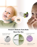 Stainless Steel Toddler Suction Plate with Lid, Deeper 9" Divided Plates with Removable Silicone Sleeves for Kids, Non Toxic & BPA Free | Unbreakable Baby Snack Dishes Set of 2, Green & Purple by TinyTreasures Baby Boutique