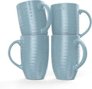 Set of 4 Oversized 20oz Tall Ceramic Latte Coffee Mugs, Gift Set for Cococa, Tea and More. With Large Handles; Dishwasher and Microwave Safe. (Blue) by CozyNest Decor