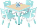 FUNLIO Kids Table and 4 Chairs Set, Height Adjustable Toddler Table and Chair Set for Ages 3-8, Easy to Wipe Arts & Crafts Table, for Classrooms/Daycares/Homes, CPC & CE Approved (5-Piece Set) - Green by CozyNest Decor