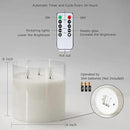 Homemory 6X6'' Extra Large Flameless Candle with 3 Wicks, Glass LED Pillar Candle, Real Wax Battery Operated Candle with Remote Control and Timer, Pure White by CozyNest Decor