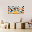 IARTTOP Large Boho Sun Wall Art Framed Wooden Art Wall Decor Rainbow Sun Rising On The Horizon Geometric Line Sunshine Wall Art for Living Room Bedroom Office 16"x32" by CozyNest Decor