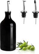 Sweejar Ceramic Olive Oil Dispenser Bottle, Opaque Oil Cruet Protects Oil to Reduce Oxidation, Suitable for Storage Oil, Vinegar, Coffee Syrups & Other Liquids, Pack of 1, 15.5 Fl Oz (Black) by CozyNest Decor