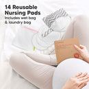 Organic Nursing Pads - 14 Washable Viscose Derived from Bamboo Breastfeeding Pads, Wash Bag, Reusable Breast Pads for Breastfeeding, Nipple Pads for Breastfeeding Essentials(Soft White, L 4.8") by TinyTreasures Baby Boutique