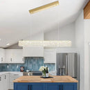 Rectangle Crystal Chandelier Modern Gold Crystal Chandelier Rectangular Pendant Lighting Fixture for Dining Room Kitchen Island Bedroom (L 40") by CozyNest Decor