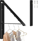 Dr.DJ Clothes Drying Rack Wall Mounted, Retractable & Foldable Clothes Hanger for Laundry Room Organization and Storage, Clothes Hanger Rack for Dorm, Closet, Balcony, Laundry Room(1P, Metal, Black) by CozyNest Decor