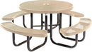 Heavy-Duty Portable Outdoor Picnic Table with Umbrella Hole, Expanded Metal Commercial-Grade Patio Dining Furniture Made in America (46" Round Top, Tan) by CozyNest Decor
