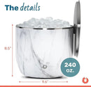 SNOWFOX XL Premium Vacuum Insulated Double Wall Stainless Steel Ice Bucket with Lid/Scoop, Bar Accessories, Large Elegant Party Bucket, Chills Several Bottles,Beautiful Entertaining Supplies,7L,Marble by CozyNest Decor