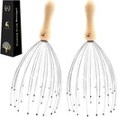 USAGA 28 Finger Head Scratcher, Head Massager, Scalp Massager for Scalp Body Relaxing Wood Handle (2 Pack) by CozyNest Decor