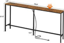 SUPERJARE 70 Inch Console Table with Outlet, Sofa Table with Charging Station, Narrow Entryway Table, Skinny Hallway Table, for Living Room, Rustic Brown by CozyNest Decor
