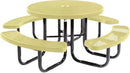 Coated Outdoor Furniture Heavy-Duty Portable Outdoor Picnic Table with Umbrella Hole, Expanded Metal Commercial-Grade Patio Dining Furniture Made in America (46" Round Top, Textured Sandstone) by CozyNest Decor