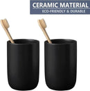 Matte Black Toothbrush Holders for Bathrooms - 1 Cups Ceramic Toothbrush Toothpaste Holders, Black Bathroom Tumbler Cup Reusable Toothbrush Cup Black Mouthwash Cup, Bathroom Counter Organizer by CozyNest Decor