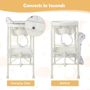HONEY JOY Baby Changing Table with Bathtub, Foldable Infant Diaper Changing Station with Wheels, Storage Tray, Waterproof Pad, Portable Newborn Nursery Organizer Bath Stand for Boys Girls (White) by TinyTreasures Baby Boutique