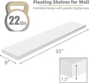 Sorbus Floating Shelves for Wall - 35 Inch Long Bathroom Shelves, Wall Decor for Bedroom, Kitchen, Living Room & Book Storage - Mounted Floating Shelf with Invisible Brackets (White, 2 Pack) by CozyNest Decor