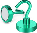 MIKEDE Magnetic Hooks, 40Lbs+ Heavy Duty Magnet Hooks for Cruise Cabins, Super Neodymium Hanging Hooks Strong Magnets with Hook for Fridge, Magnetic Hanger for Grill, Toolbox, Storage(Green, 10 Pack) by CozyNest Decor