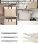 StorageWorks Storage Bins, Fabric Storage Bins for Shelves, Extra Large Storage Baskets with Metal Frame, Closet Baskets and Bins with Handles, Jumbo, Brown and White, 2-Pack by TinyTreasures Baby Boutique