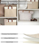 StorageWorks Storage Bins, Fabric Storage Bins for Shelves, Extra Large Storage Baskets with Metal Frame, Closet Baskets and Bins with Handles, Jumbo, Brown and White, 2-Pack by CozyNest Decor