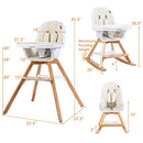 BABY JOY 3 in 1 High Chair, Baby Eat & Grow Convertible Wooden High Chair/Rocking Chair/Booster Seat/Toddler Chair, Infant Dining Chairs w/Double Removable Tray, 5-Point Seat Belt & PU Cushion, Beige by TinyTreasures Baby Boutique