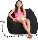Posh Creations Bean Bag Chair Structured Seat for Kids, Teens and Adults, Comfy Chair for Gaming, Reading and Watching TV, Coronado Chair, Microsuede - Black by TinyTreasures Baby Boutique