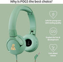 POGS Kids Wired Headphones | The Elephant 2 | Adjustable, Durable Headphones for Kids 3+ | Limited to 85 dB, Microphone | On-Ear | Music-Sharing Function Safe 3.5mm Audio Cable (3.2ft) (rGreen) by TinyTreasures Baby Boutique