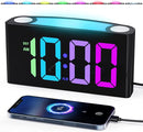 PPLEE RGB Digital Clock-Alarm Clocks for Bedrooms,Large Bold Number 7 Dimmers,Battery Backup Loud Alarm Clock,8 Modes Night Light,Dual Charger USB&Type-C,Bedside Desk Clock for Kid Adult Heavy Sleeper by TinyTreasures Baby Boutique