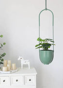 Metal Hanging Planter for Indoor Outdoor Plants Modern Wall and Ceiling Hanging Plant Holder Boho Flower Pot Hanger for Vines Succulents Ferns Room Decor(Green) by GreenHaven Gardens