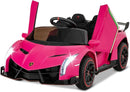 Costzon Pink Lamborghini Ride on Car, 12V Battery Powered 4WD Lambo Kids Car with Remote Control, 3 Speeds, Dual Doors, LED Lights, Horn, Music, Licensed Electric Vehicle for Toddlers Girls Kids Gift by TinyTreasures Baby Boutique