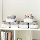 Storage Bins - Storage Baskets for Shelves Storage Cubes with Handles Small Baskets for Organizing (Gray and White 11.8 x 7.9 x 5.2 inch) by CozyNest Decor