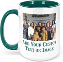 Personalized Coffee Mug, Custom Photo Text 15 Oz Ceramic Mug, Customized Picture Name Tea Cup, Unique Gift Idea, Taza Cafe Personalizadas Fotos, Cute Custom Gifts Mom Women Men, Father's Day, Green by TinyTreasures Baby Boutique