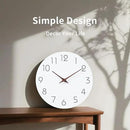 Mosewa Wall Clock 10 Inch Silent Non Ticking Wood Battery Operated Wooden White Modern Office Simple Minimalist Decorative for Kitchen Home Bathroom Living Room by CozyNest Decor