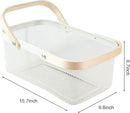 Portable Garden Harvest Basket-Mesh Design Natural Bamboo Handle Wire Storage Baskets,Mesh Basket with Handle Organize Items Reduce Space Occupation,Suitable for Kitchen,Garden,Picnic(White) by GreenHaven Gardens