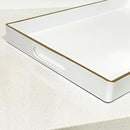 Large White Rectangular Decorative Tray – Plastic Serving Tray with Handles for Coffee Table, Ottoman, Living Room, 15.7” x 11.8” x 1.6 by CozyNest Decor