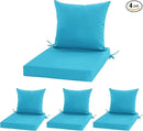 24x24 Inch Outdoor Cushions for Patio Furniture, Waterproof Outdoor Chair Cushions w/Fade-Resistant, Removable & Machine-Washable Covers, Deep Seat Sofa/Couch Pad Replacement – Set of 4, Teal by GreenHaven Gardens