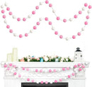 TBD Decor 2pk Pink Pom Pom Garland 13FT 4cm Large Felt Ball Garland Shower Decorationsfor Mantle,Indoor Holiday Wedding Birthday Gender Reveal Party Supplies by CozyNest Decor