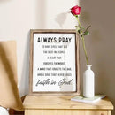 Christian Wall Signs, Inspirational Wood Sign, Farmhouse Home Decor, Bedroom Decoration, Church Room Decor Art, Framed Wall Plaque Sign 15 * 11.5 inches, Always Pray to Have Eyes by CozyNest Decor