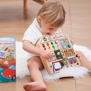 JAUNTY Montessori Wooden Busy Board for Toddlers 3 4 5 Years Old, Wooden Sensory Toddler Toys with LED Light Switches, TV Radio Telegram and Car Driving, Travel Toys Birthday for Boys Girls by TinyTreasures Baby Boutique