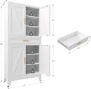 71 "Farmhouse Metal Filing Cabinet with a Drawer and 4 Adjustable Shelves, with 4 Large barn Door White Kitchen Cabinets, Metal Food Cabinets for Home, Kitchen, Dining/Living Room (White) by CozyNest Decor