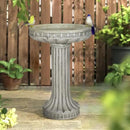 24 Inch Height Outdoor Bird Bath - Fibre Reinforced Concrete Large Bird Bath Stylish with Modern Pedestal for Garden, Patio, Backyard, Lawn - 16”W X 24”H Contemporary Birdbaths & Supports by GreenHaven Gardens