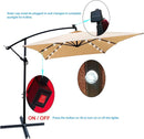 10x6.5FT Patio Umbrella, Outdoor Offset Umbrella with Cross Base and Crank, Rectangular Cantilever Umbrella with Solar Lights, Hanging Market Umbrella with 6 Rids for Pool, Deck, Backyard (Tan) by GreenHaven Gardens