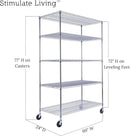 48"x24"x72" Prime Heavy Duty Chrome 5-Tier Steel Wire Shelving NSF 4000 LBS MAX Capacity Storage Rack for Commercial, School, Home, Garage, Warehouse, Industrial, and Hospital Uses (with Wheels) by CozyNest Decor